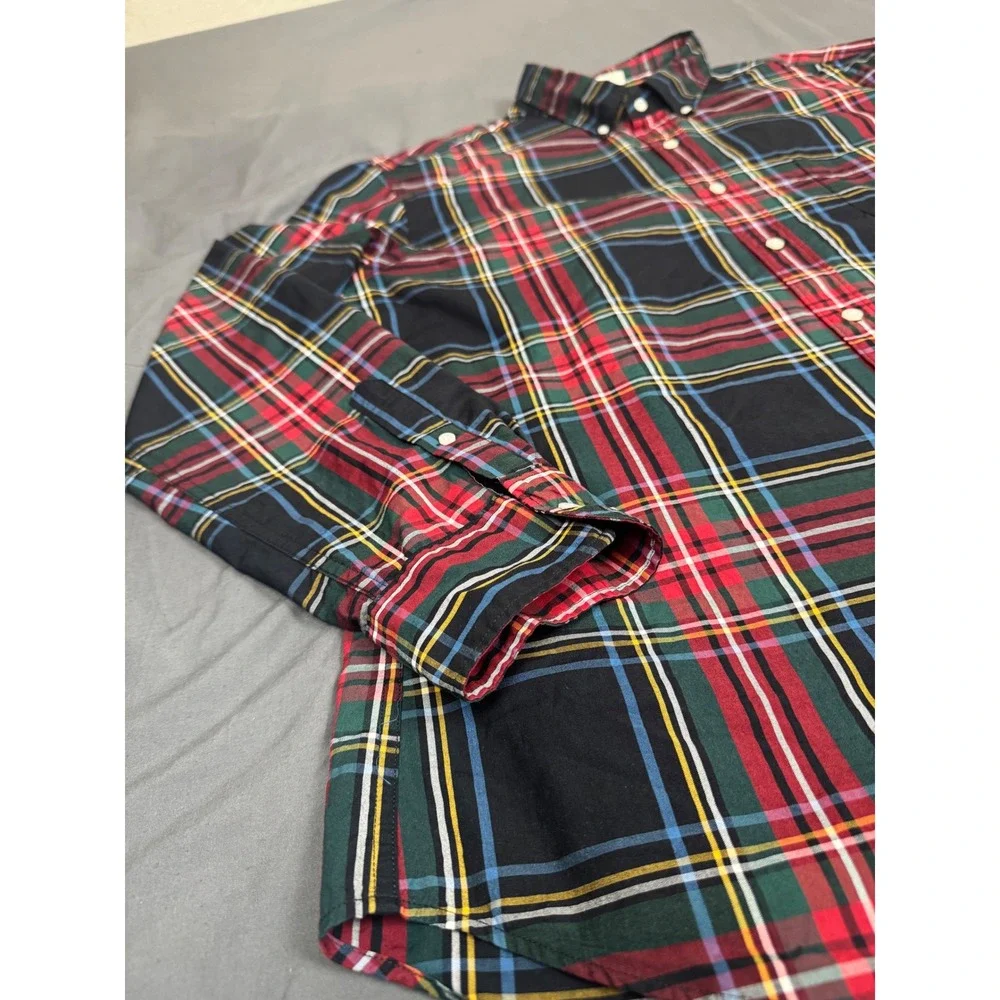 J. Crew Mens XL Slim Secret Wash Organic Cotton Stretch Plaid Button Down Shirt